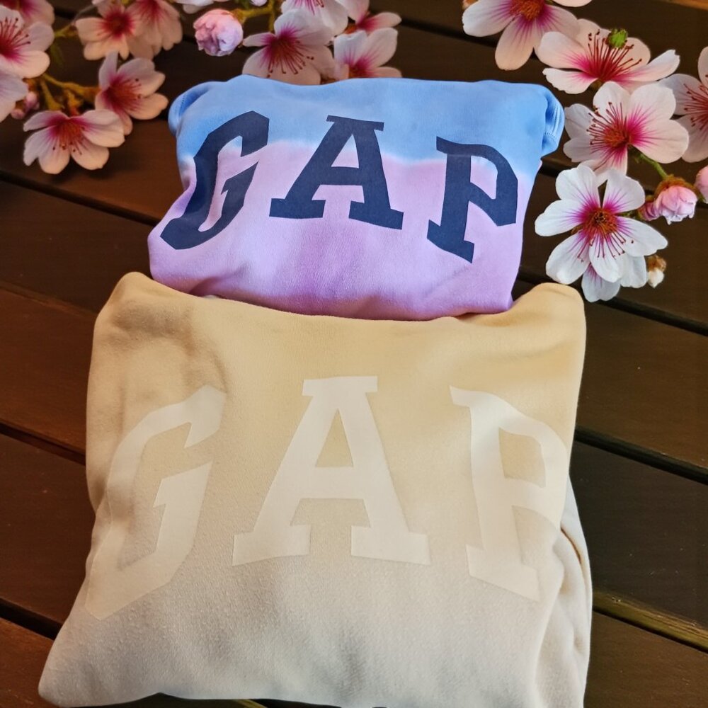 BUNDLE Lot 2x Gap Kids Dip Dye Sweatshirt XL Mustard Yellow & Pink Blue Cotton